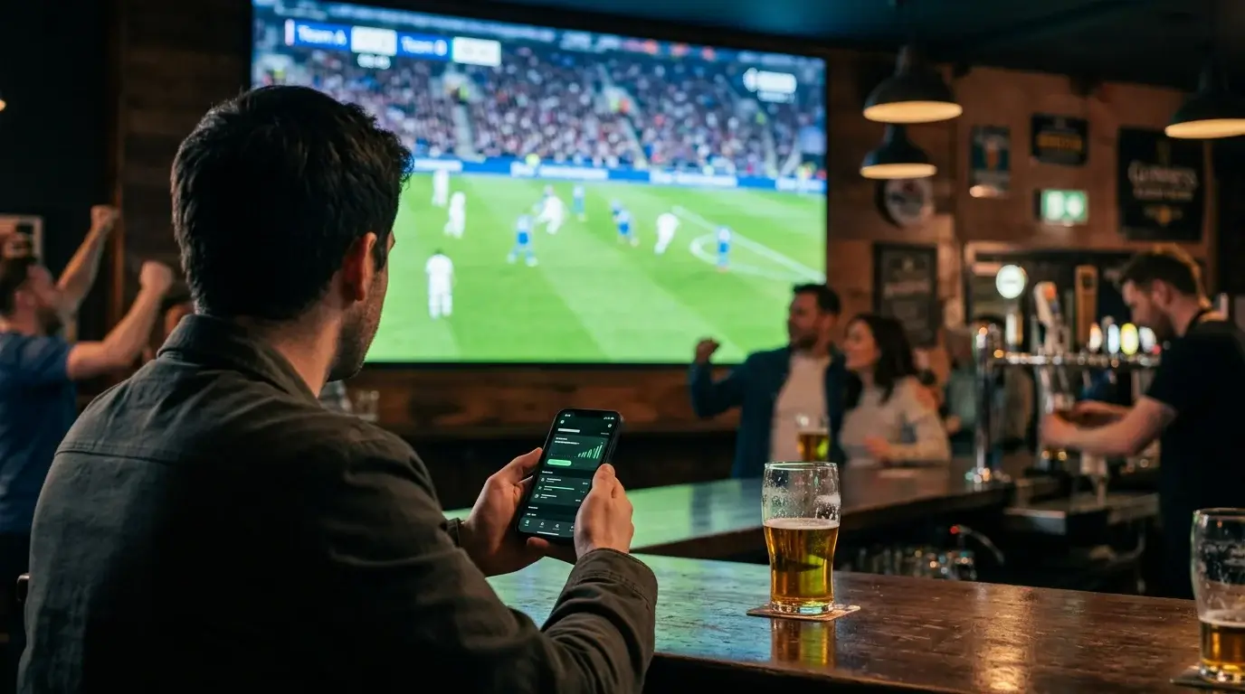 Apostas ao vivo num jogo de futebol em tempo real