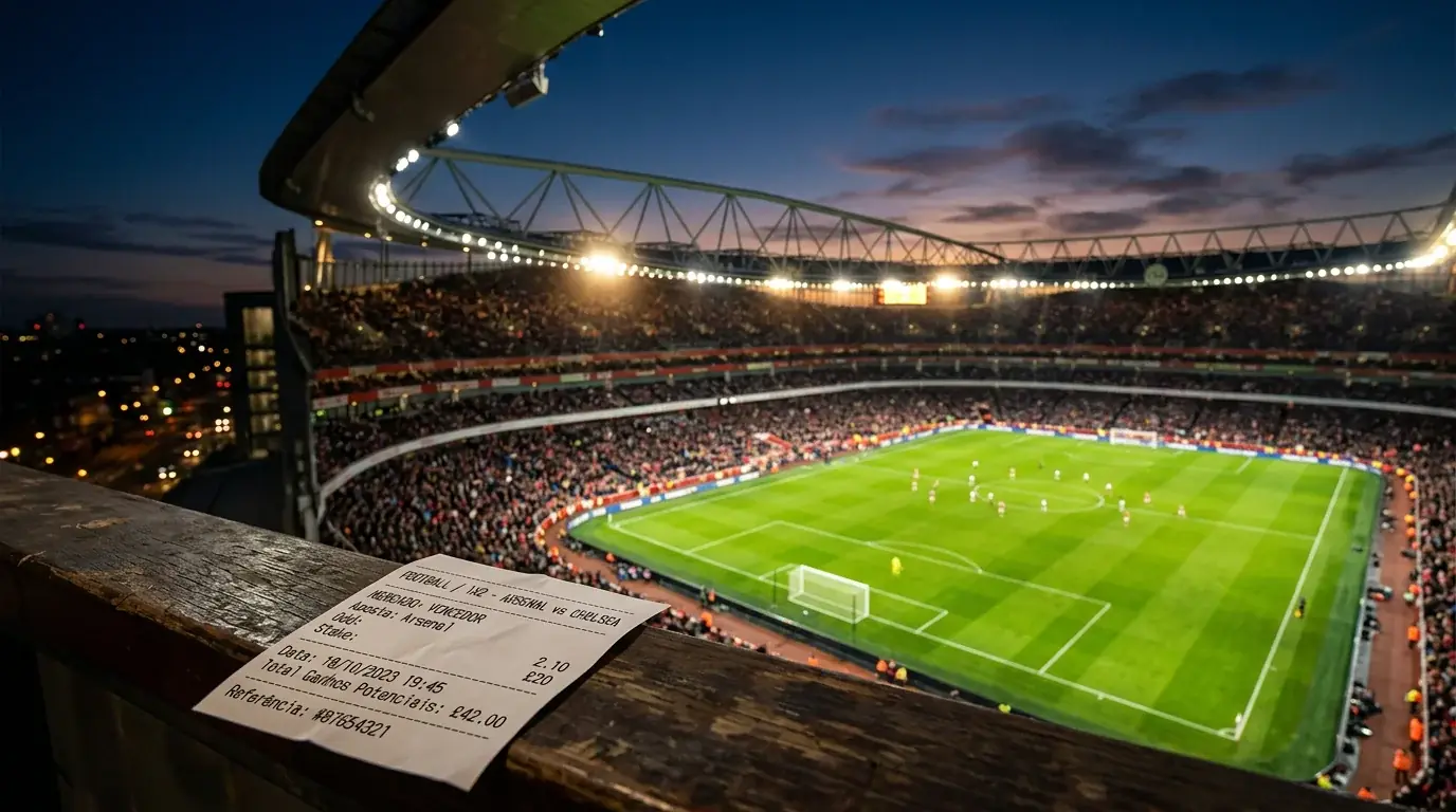 Tipos de apostas no futebol com vista de estadio e mercados de apostas desportivas